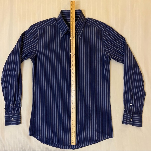 Dolce & Gabbana navy blue striped long sleeve collared dress shirt sz L 👔 - Picture 2 of 14